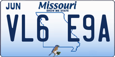 MO license plate VL6E9A