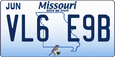 MO license plate VL6E9B