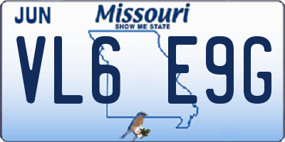 MO license plate VL6E9G