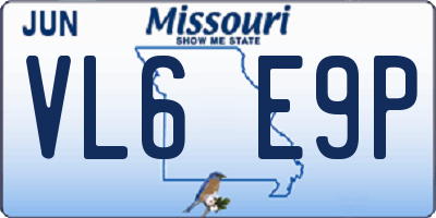 MO license plate VL6E9P
