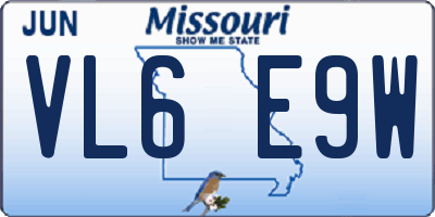 MO license plate VL6E9W