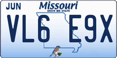 MO license plate VL6E9X