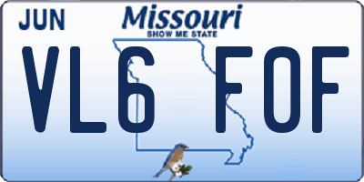 MO license plate VL6F0F