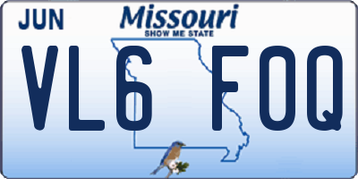 MO license plate VL6F0Q