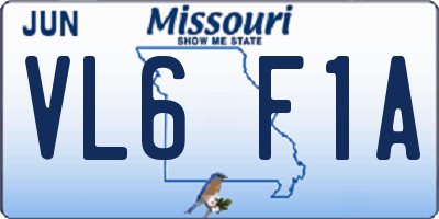 MO license plate VL6F1A