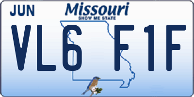MO license plate VL6F1F