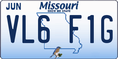 MO license plate VL6F1G