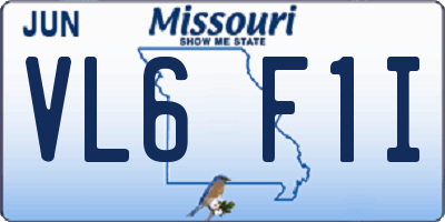 MO license plate VL6F1I