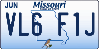 MO license plate VL6F1J