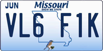 MO license plate VL6F1K