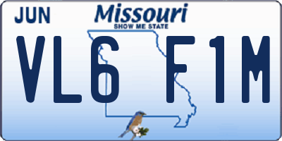 MO license plate VL6F1M