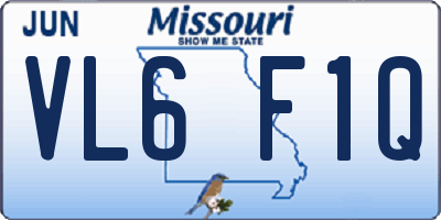 MO license plate VL6F1Q