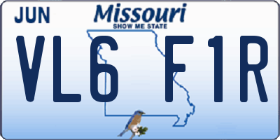 MO license plate VL6F1R