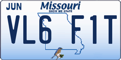 MO license plate VL6F1T