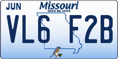 MO license plate VL6F2B