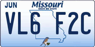 MO license plate VL6F2C