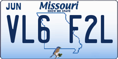 MO license plate VL6F2L