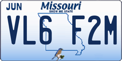 MO license plate VL6F2M