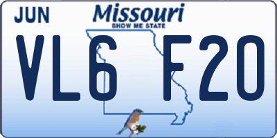 MO license plate VL6F2O