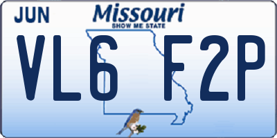 MO license plate VL6F2P