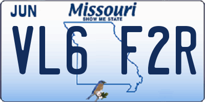MO license plate VL6F2R