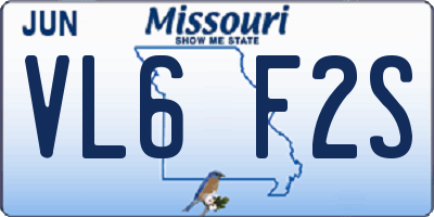 MO license plate VL6F2S