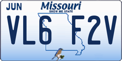 MO license plate VL6F2V