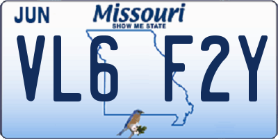 MO license plate VL6F2Y