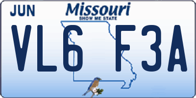 MO license plate VL6F3A