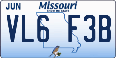 MO license plate VL6F3B