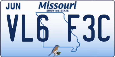 MO license plate VL6F3C