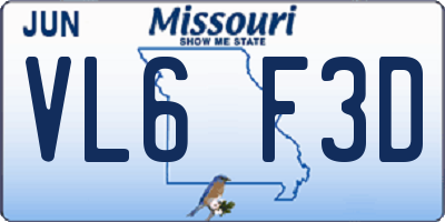 MO license plate VL6F3D