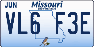 MO license plate VL6F3E