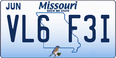 MO license plate VL6F3I