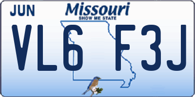 MO license plate VL6F3J