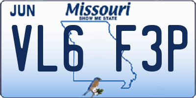 MO license plate VL6F3P