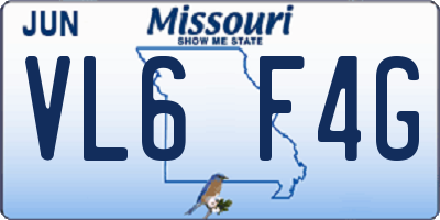 MO license plate VL6F4G