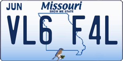 MO license plate VL6F4L