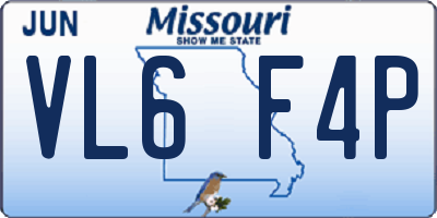 MO license plate VL6F4P