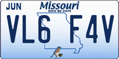 MO license plate VL6F4V