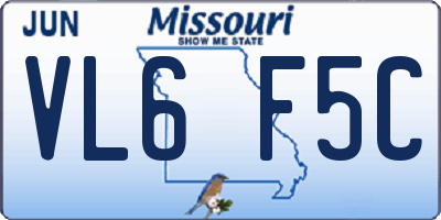 MO license plate VL6F5C