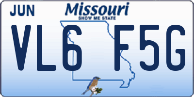 MO license plate VL6F5G