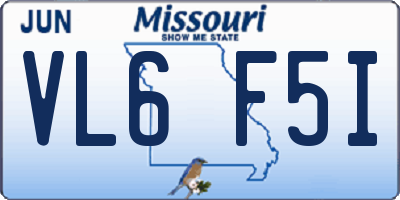 MO license plate VL6F5I