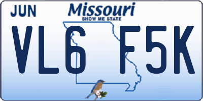 MO license plate VL6F5K