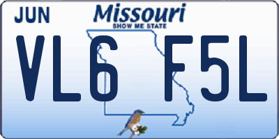 MO license plate VL6F5L