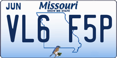 MO license plate VL6F5P
