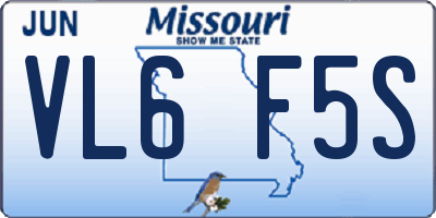 MO license plate VL6F5S