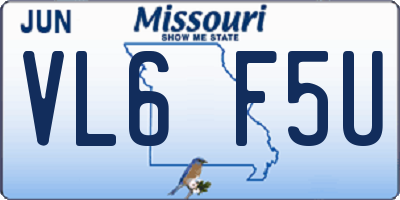 MO license plate VL6F5U