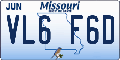 MO license plate VL6F6D