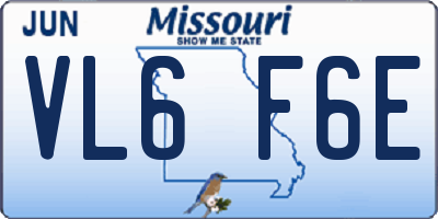 MO license plate VL6F6E